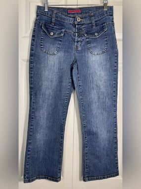 Cappuccino Jeans Vintage Y2K Capri Cropped Jeans Flap Pocket Size 7